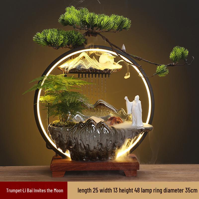 Flowing Water Backflow Incense Fountain & Humidifier - Perfect for Home, Office, or Gift Decoration.
