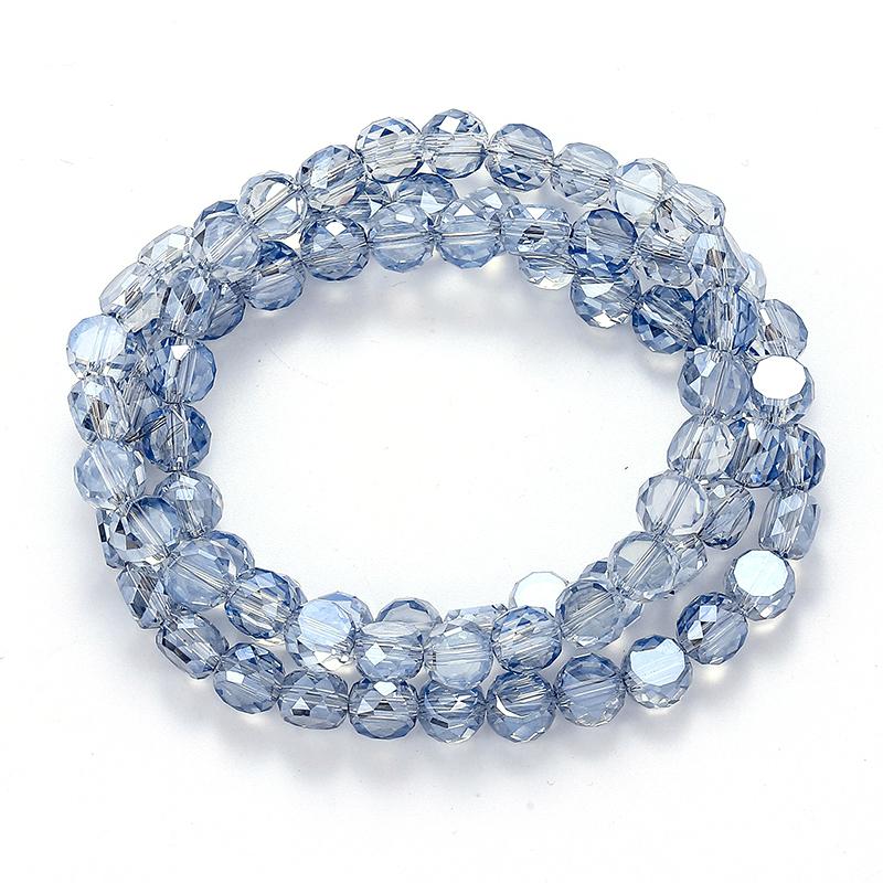 Flat Round Glass Beads Transparent Faceted Glass Spacers Colorful Coin Beads Crystal Loose Beads for Jewelry Making DIY Bracelet