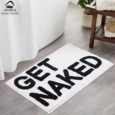 AISIRUI Get Naked Koupelnová předložka Koupelnové koberce pro předložku k vaně Roztomilé koupelnové koberce pro výzdobu bytu Všívaná černo-bílá sprchová předložka