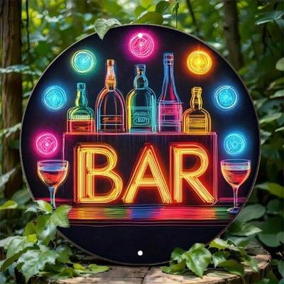 Rundes Vintage-Neonschild Metall-Wandkunst für Café Bar Zuhause Retro-Dekor