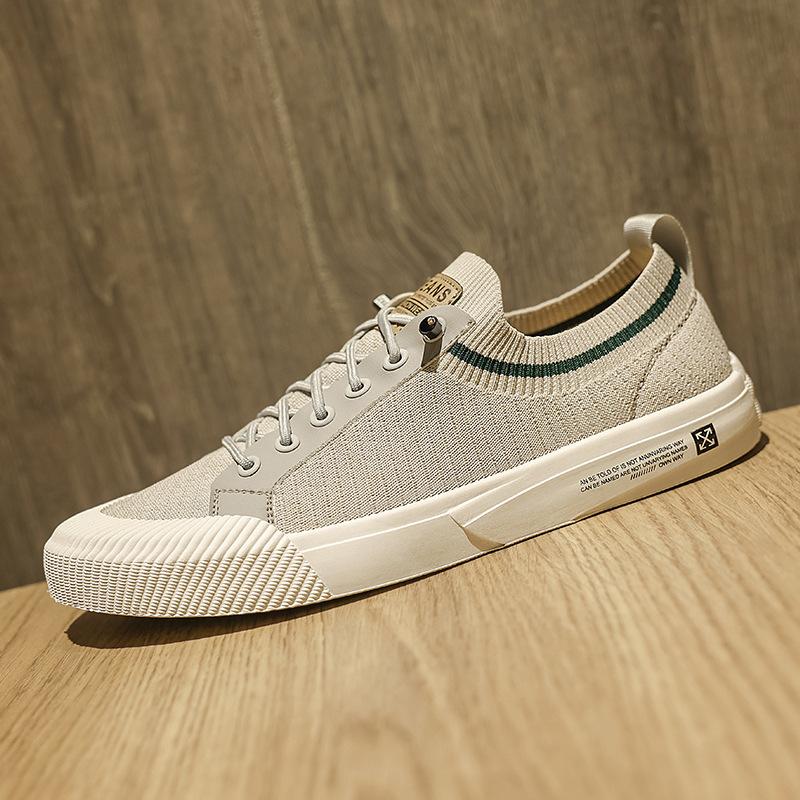 

Flying woven shoes men s 2025 new spring breathable lazy one-pedal men s shoes Korean version of trendy casual shoes versatile board shoes 44