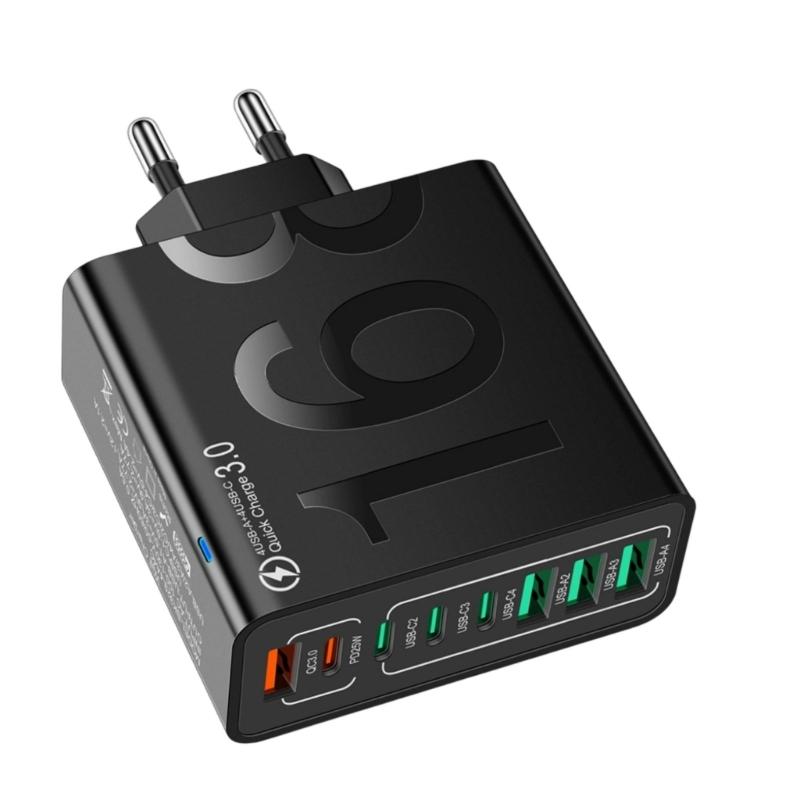 

150W 8 Port Type C USB Charging Adapter Fast Charging Phone Charging Adapter 150W Multi Port For Smartphones Tablet чорний