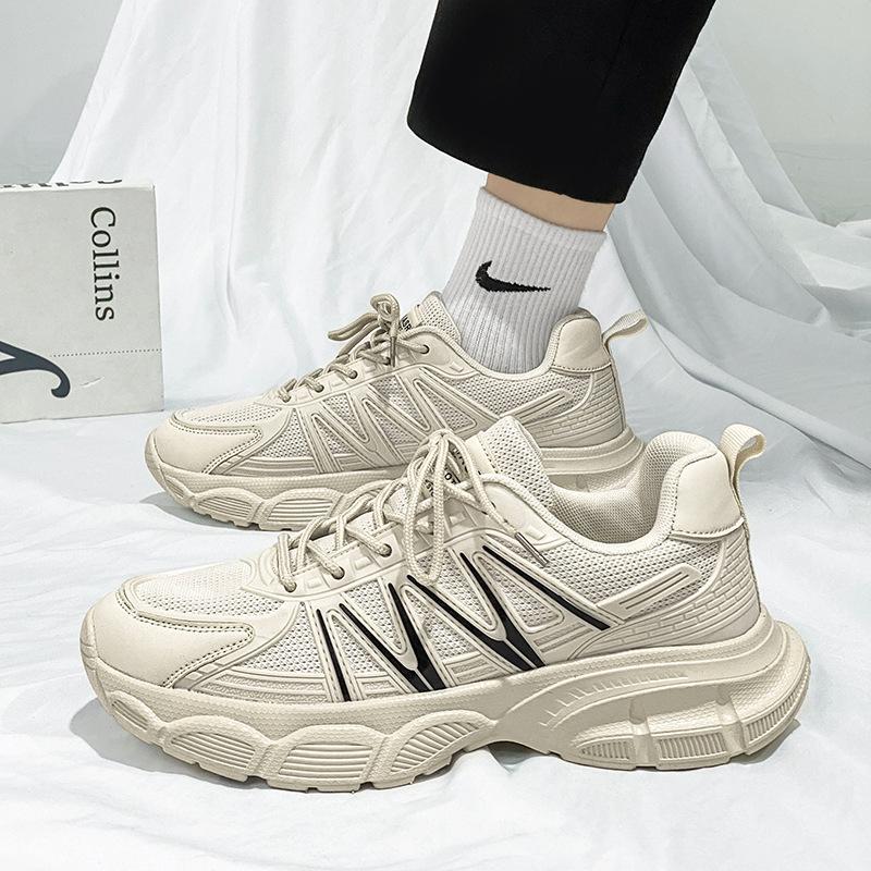 

Breathable mesh shoes platform dad shoes new men s casual platform men s shoes light luxury sports shoes 44 бежевый