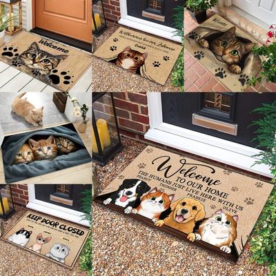 Dog Theme Welcome Mats Paw Print Design Wipe Your Paws Funny Doormats for Pet Lovers Home Entry Decor