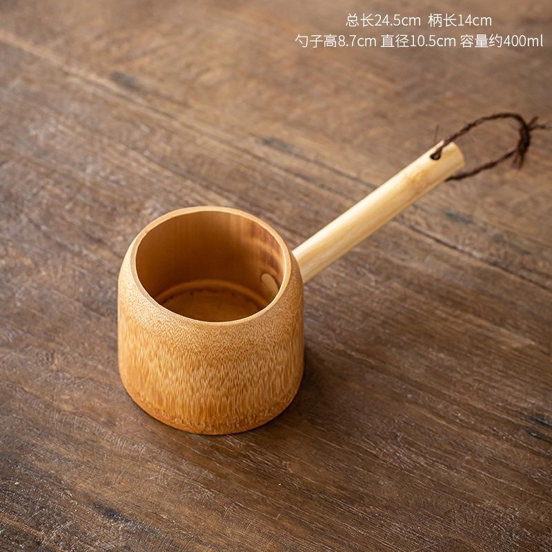 400ml Soup Serving Ladle Bamboo Water Ladle Soup Kitchen Utensils Japanese Ladles Style Ladel Spoons Kitchen Garden