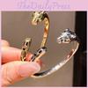 18k Leopard Animal Jewelry Cuff Bracelet With Zirconia Accents For Elegant Women