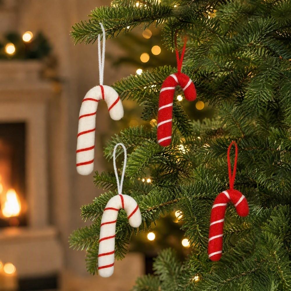 Felt Material Felt Candy Cane Ornament Striped Design Xmas Tree Hanging Candies Home Decoration