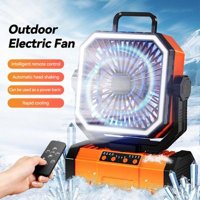 Camping Ceiling Fan 20000Mah Rechargeable Camping Circulator with Light and Remote Control Cool Air Circulation Camping Fan
