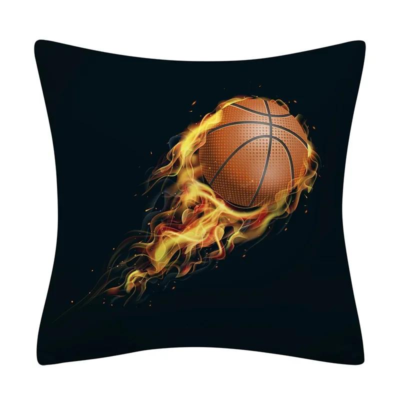 Football Basketball Rugby Double-Sided Printed Pillow Cover Short Plush Suitable Living Rooms Bedrooms Sofas Throw Cushion Cover