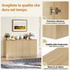 Modern Storage Cabinet with Pleated Front and Metal Handle, Multifunctional Sideboard for Living Room & Bedroom, Light Wood Decor, Oak, 60x30x70 cm