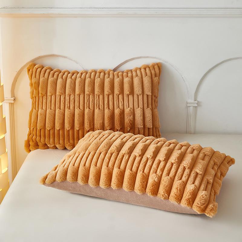 Langer Kissenbezug aus Plüsch-Kunstkaninchenfell – Doppelter Kissenbezug aus Milchsamt-Fleece