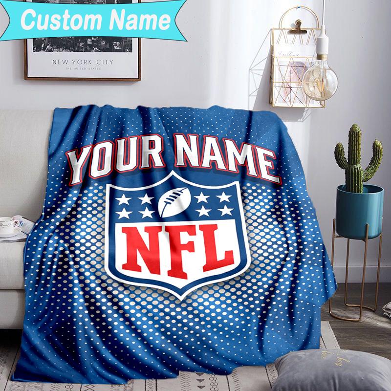 Custom Name Blanket NFL Team Collection Blanket Bedding Blanket for Travel, Camping, Living Rooms, Offices, Sofas, Fan Christmas gift