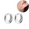 Men Women Silver Plated Smooth Small Hoop Huggie Earrings Party Jewelry Gift