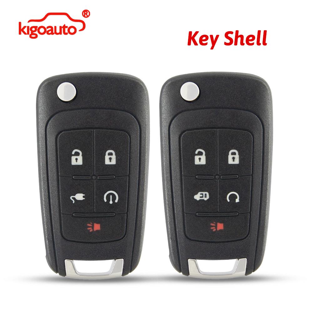Kigoauto Afstandsbediening Sleutelhoes Shell 5 Knoppen Klapsleutel Fob Vervangende Hoes voor Buick LaCrosse GL8 Chevrolet Volt 2010-2015