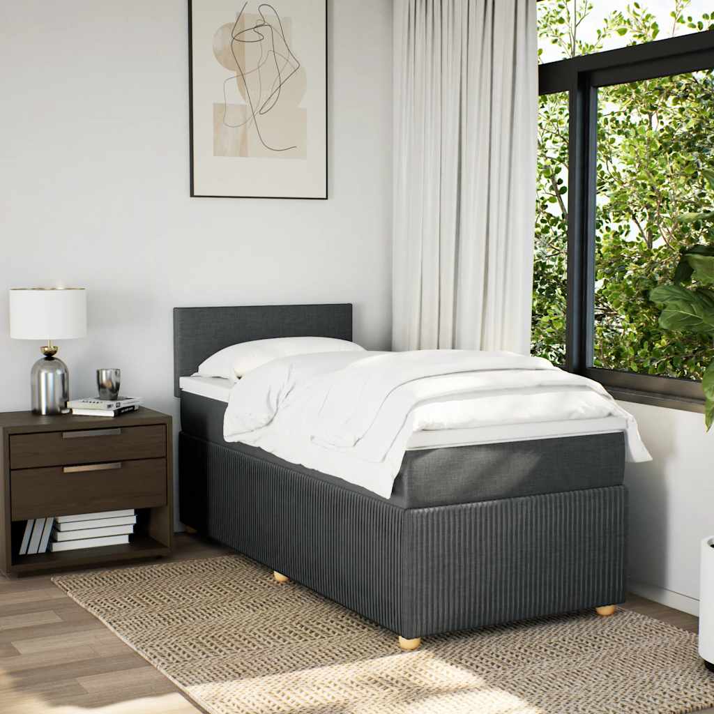 Box Spring Bed with Mattress Dark Gray 80 x 200 cm Fabric
