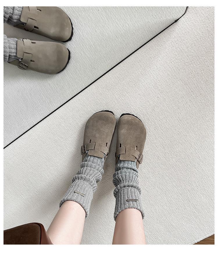 BK Čisté Originálne Kožené Unisex Drevené Šľapky s Hrúbkou Korkovou Podrážkou, Ležérne Papuče s Otvorenou Špičkou