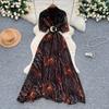 Damenkleid Lange Kleider A-Linie Print Streetwear V-Ausschnitt Kurze Ärmel Elegant Patchwork Y2k Enger Taillenbereich Party Nacht Arbeitskleider