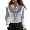 Stylish, Elegant, Solid-colour, Notched-collar, Long-sleeved Women’s Shirt for Autumn