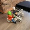 Cool Desk Figurine Halloween Skeleton Riding Motorcycle Figurine, Gothic Spooky Statue for Home Niche Collection Ornament Garden, Resin Biker