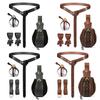 Renaissance Belt with Potion Bottles Adjustable Faux Leather Waist Bag Halloween Viking Costume Accessory