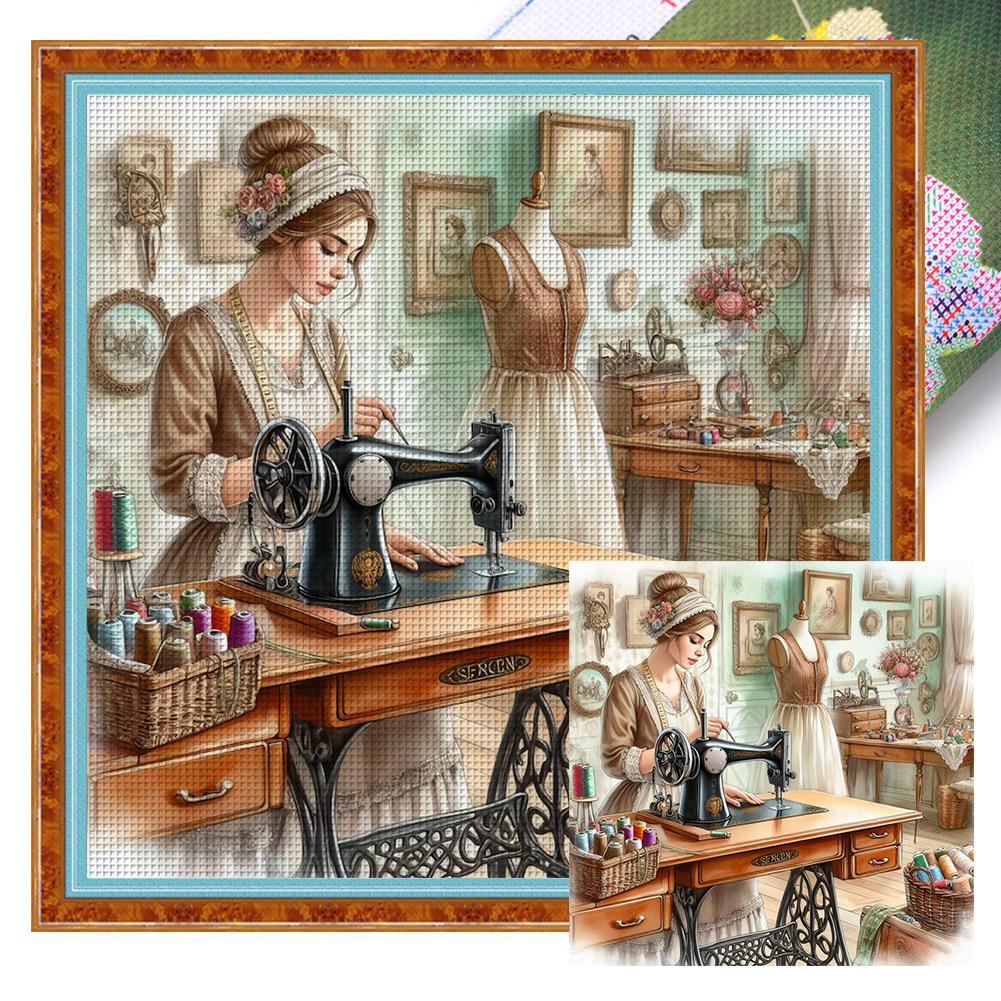 Full Embroidery Eco-cotton Thread 11CT Printed Sewing Woman Cross Stitch Kit Art