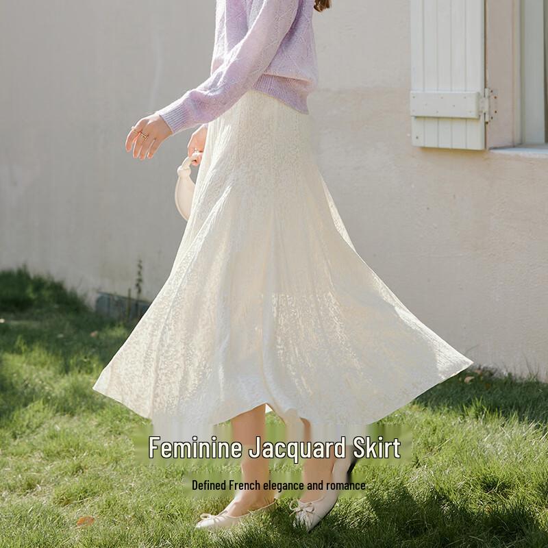 Women's French Style Jacquard A-Line Midi Skirt