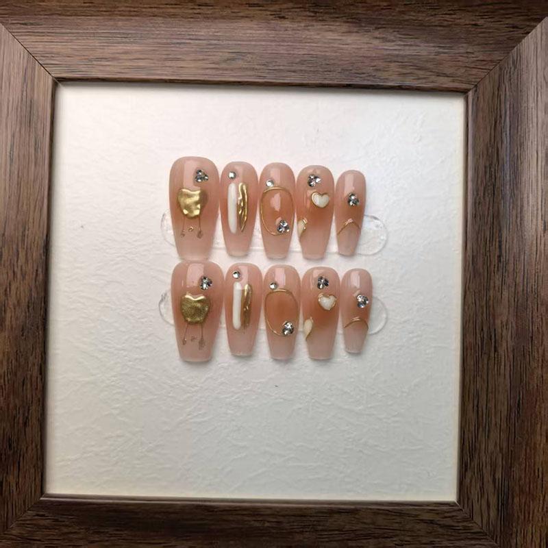 Luxury Private Label Press on Nails Handmade Custom Thick Acrylic Nails With Rhinestones Artificial Fingernails 1421XS