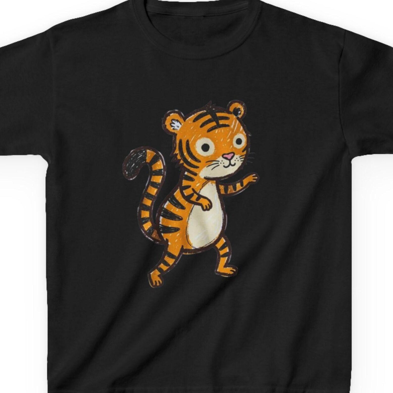 Hand Drawn Tiger Kids Tshirt | Cute Striped Tiger Illustration 160