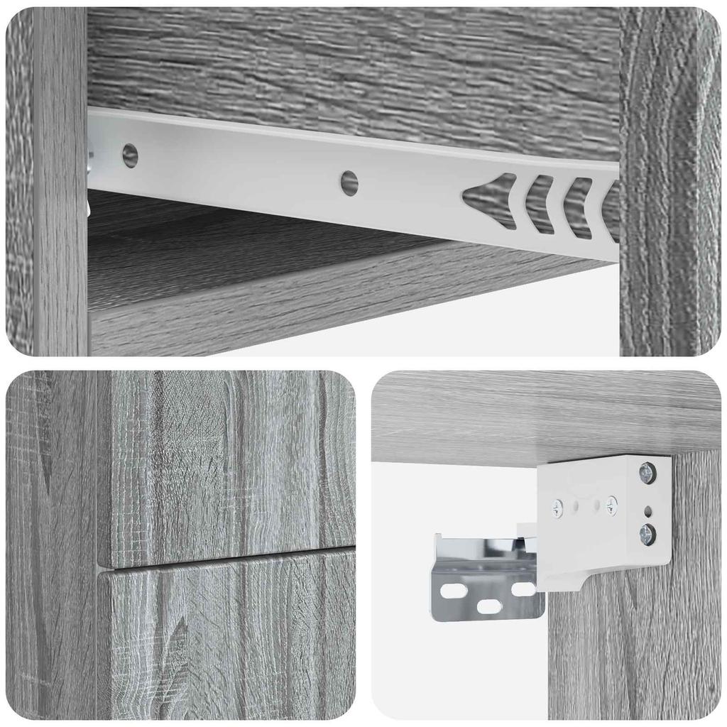 Wall Mounted Nightstand Grey Sonoma 33 x 34.5 x 43 cm