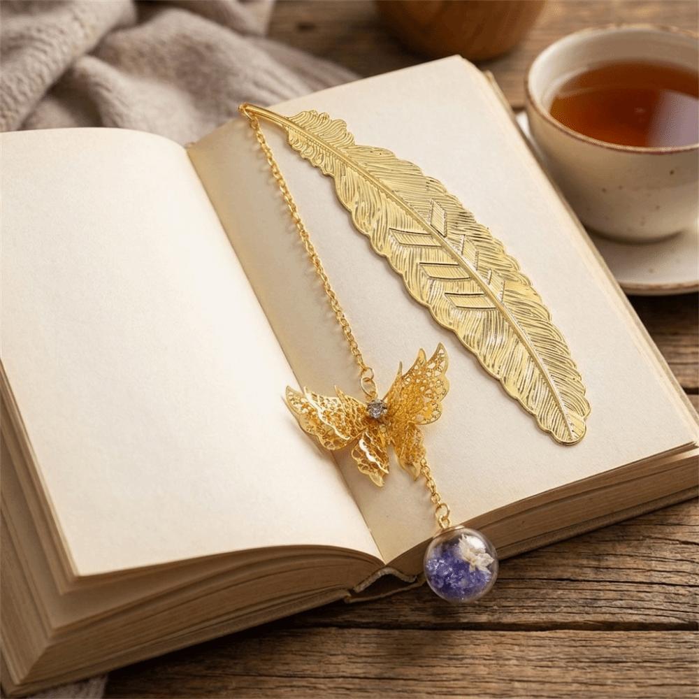 Butterfly Eternal Flower Bookmark Multi-Color Chinese Style Page Marker Feather Bookmark Student