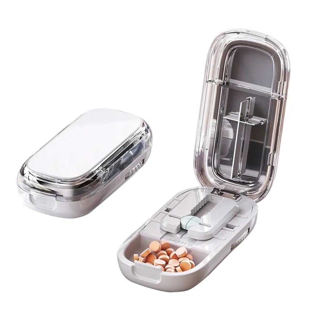 

Drug Tablet Quartering Pill Cutter Dustproof Divider Organizer Crusher Pill Cutter Pill Cutter Storage Box сірий
