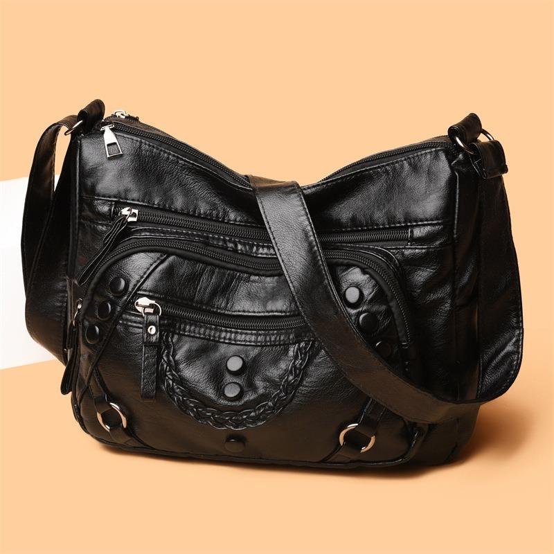 New soft texture temperament women's messenger bag fashionable shoulder large capacity multi-pocket mother backpack