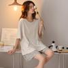 Pajamas with Chest Pads Women's Pure Cotton Summer Short-sleeved Shorts Thin Cotton Can Be Worn Outside Loose Women's Loungewear Set