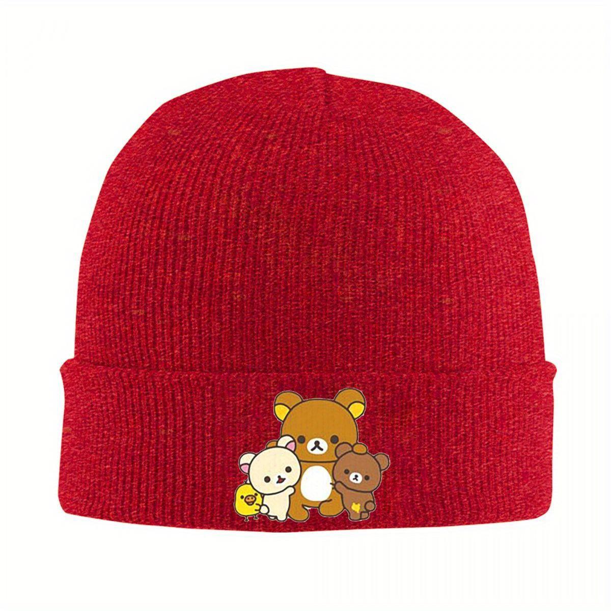 Шапки-бини Rilakkuma Korilakkuma Шапки-колпаки Шапки-бини с узором Шапки-бини Зимние Повседневные Мужские Женские Термоэластичная Шапка для улицы