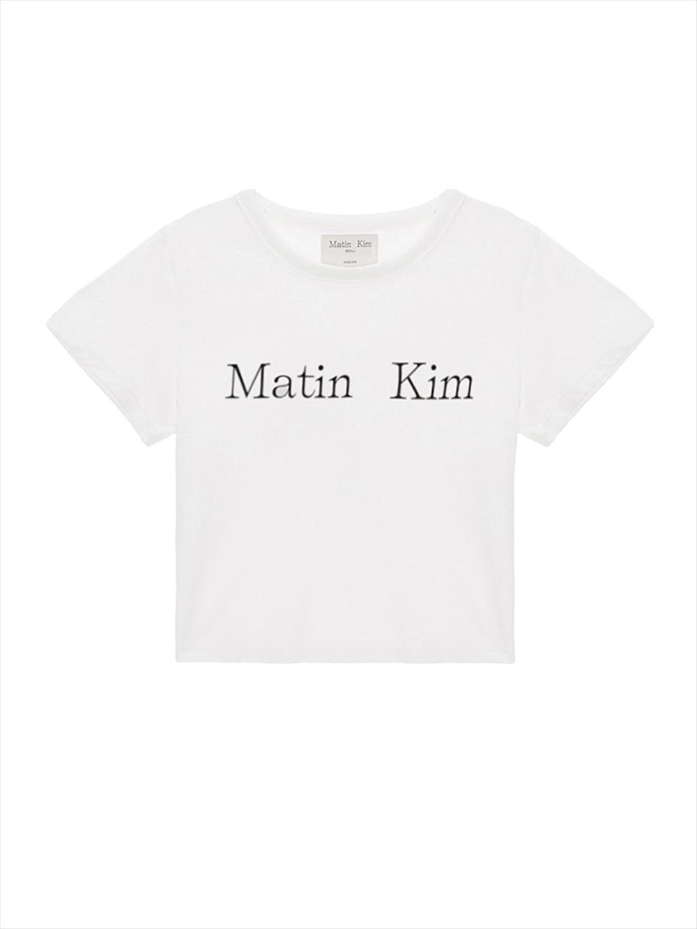 [Matinkim] LOGO CROP TOP IN WHITE S-WHITE