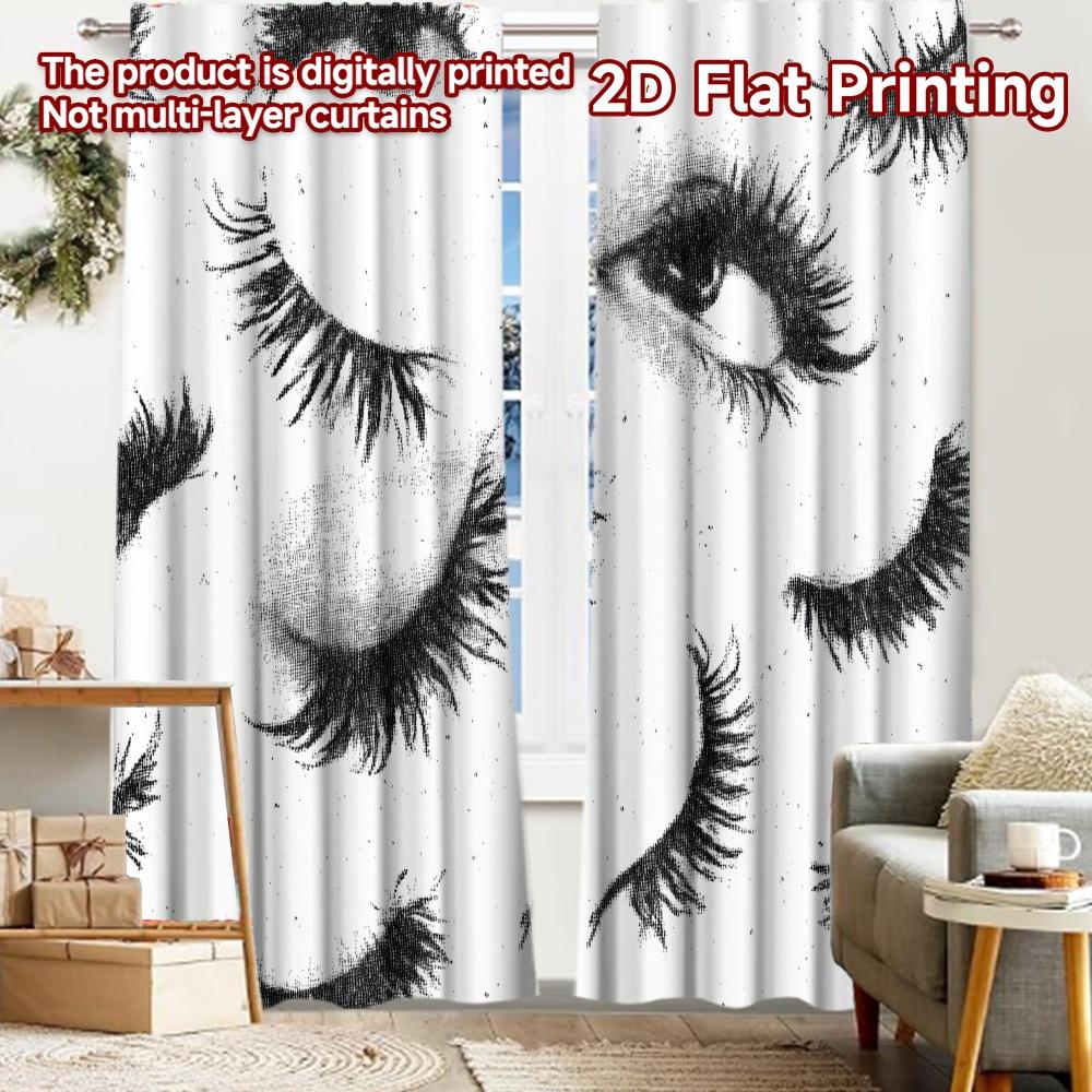 

2pcs, 2D FLAT PRINTING Curtains (Without Rod) Lash Pattern Halloween Festival Creative Curtains Versatile Fabric Curtains Art 52.50 × 116.00 cm 2 pcs