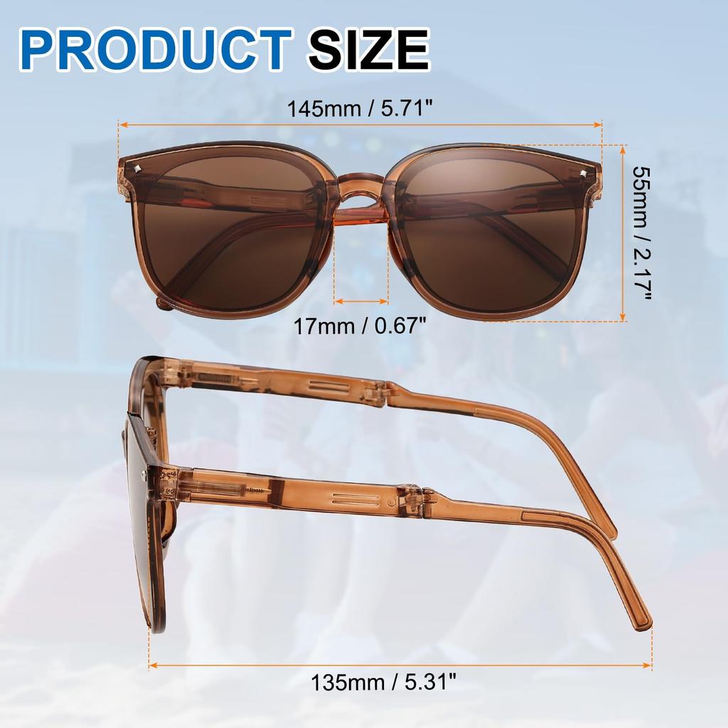 Unisex Foldable PC Stylish Sunglasses with Original Perfect for and Sun Tea Color [uxcell] Sunglasses, Model, Box, Driving, Shopping, Photography,