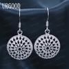 925 Sterling Silver Round Piercing Earrings Fashion Wedding Jewelry