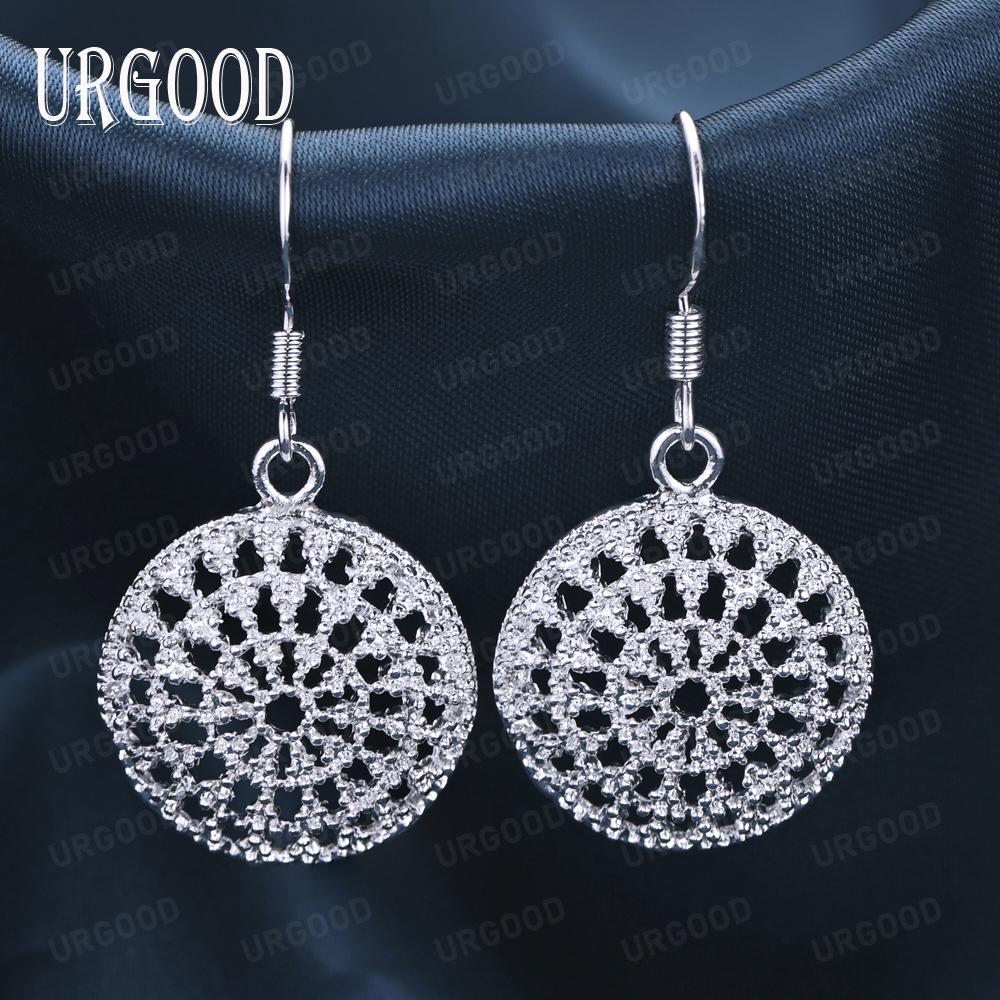 925 Sterling Silver Round Piercing Earrings Fashion Wedding Jewelry