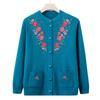 Middle-aged and old embroidered knitted sweater jacket grandma top cardigan long-sleeved sweater casual mom outfit old lady clothes