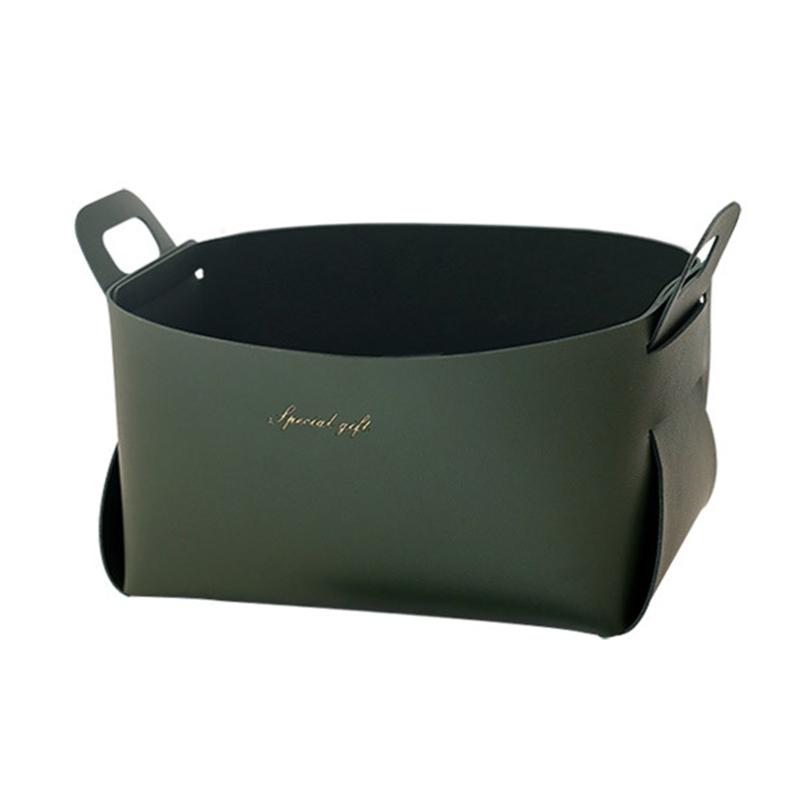 

Multi-purpose Leather Organizer Basket Skincare Storage for Case Cosmetic Organizer with Handles for Women Girl Home Off 1 темно-зелений колір
