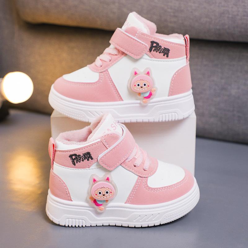 Girls' High-Top Canvas Shoes: Soft Sole, Shock-Absorbing, Anti-Slip Sports Sneakers for Toddlers & Kids - Autumn/Winter 2025 Collection.