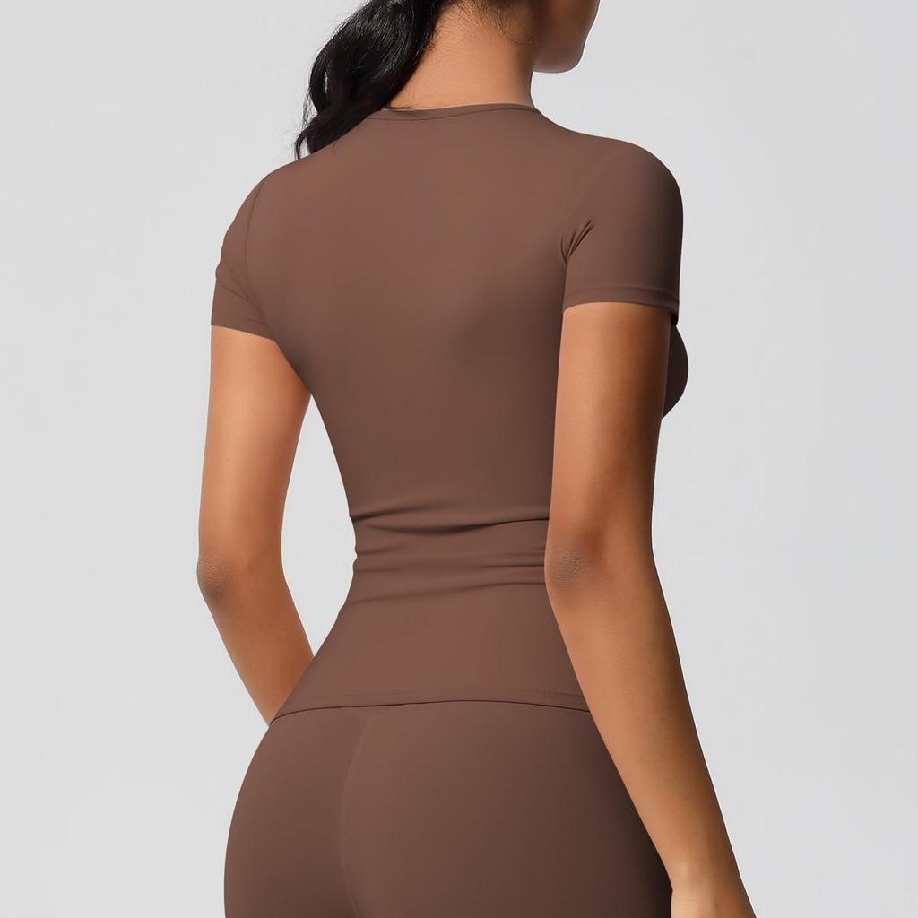 Damen Sport-T-Shirt mit doppelseitig gebürsteter Innenseite zum Laufen und für Yoga