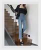 Women's High-Waist Slim Black & Gray Cropped Cigarette Pants for Autumn/Winter