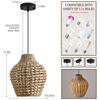 2-Pack Rattan Pendant Light 10.24 Boho Small Hand-Woven Lighting Modern Wicker Coastal Adjustable Rattan Chandelier for Kitchen
