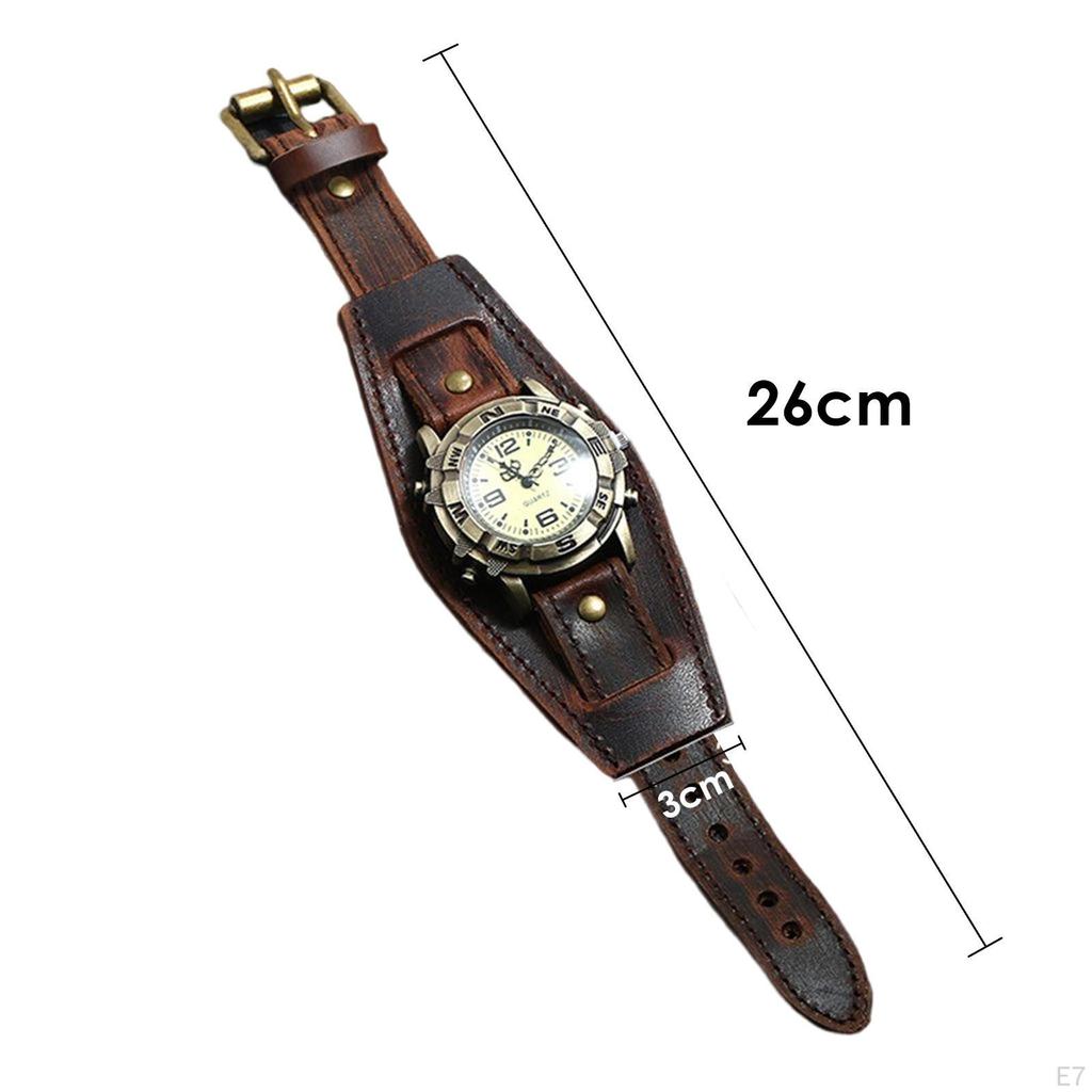 Leather Bracelet Watch, Replacement Strap, Wide ,Strap Watch for Men Punk