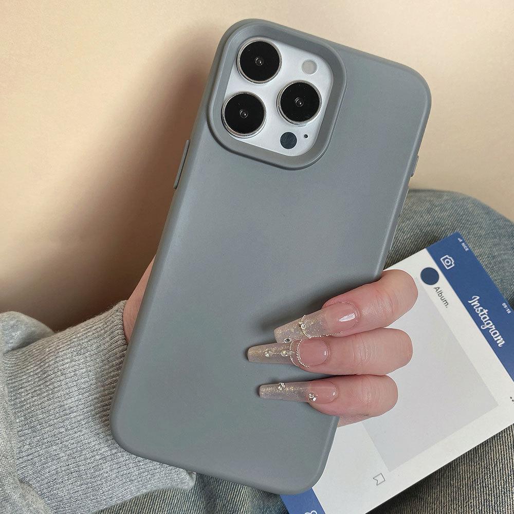 Applicable To Apple 16pro Silicone Anti Fall Mobile Phone Case IPhone 13 Simple Solid Color 15 Full Inclusive Matte Protective Case