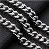 Men's Four-Sided Polished Cuban Chain Necklace & Bracelet - Stainless & Titanium Steel