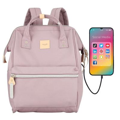 Plecak Damski Różowy Z Kieszenią Na Laptopa I Portem USB - Himawari