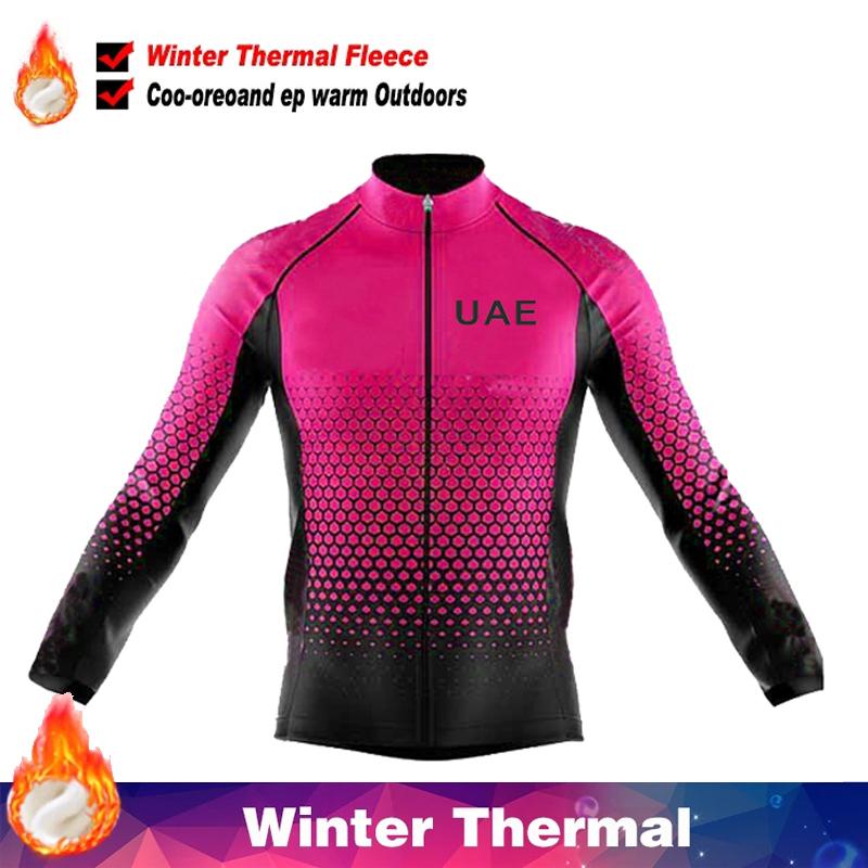 2026 UAE Fleece Cycling Jersey Men Mtb Male Clothing Man Clothes Men's Bike Winter Thermal Mens Bicycle Pants Set Suit Outfit